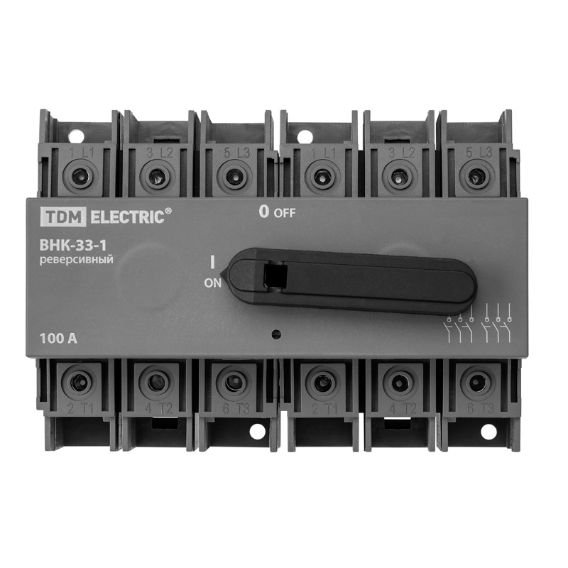 Фото Рубильник ВНК-33-1 3П, 100 А, реверсивный TDM Electric {SQ0744-0418} (4)