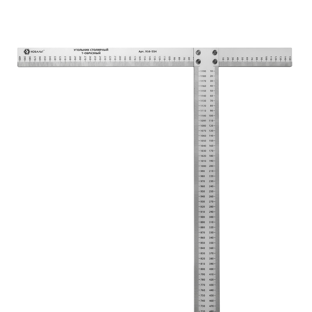 Фото Угольник КОБАЛЬТ столярный Т-образный 1200*560 мм, толщина 4,7 мм, алюминиевый, анодированное покрытие (916-554) (1)