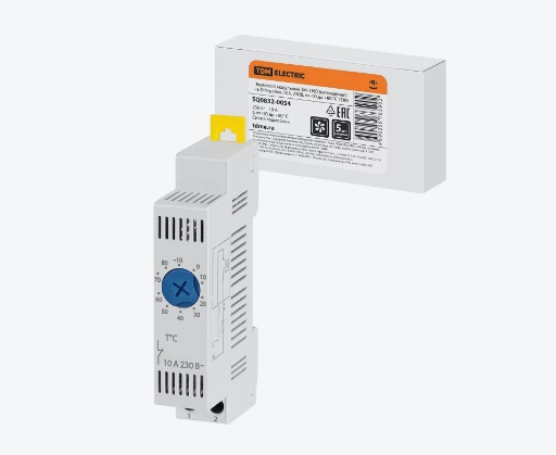 Фото Термостат модульный ТМ-1 NO (охлаждение) на DIN-рейку, 10 А, 230 В, от -10 до +80 °C TDM {SQ0832-0054} (1)
