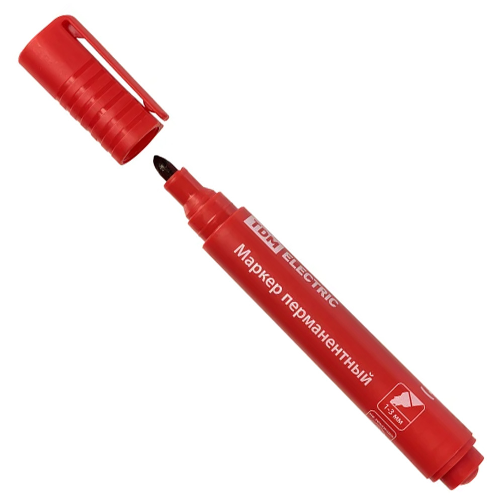 Фото Маркер перманентный 1-3 мм, красный (пакет) круглый наконечник TDM {SQ0594-0123}