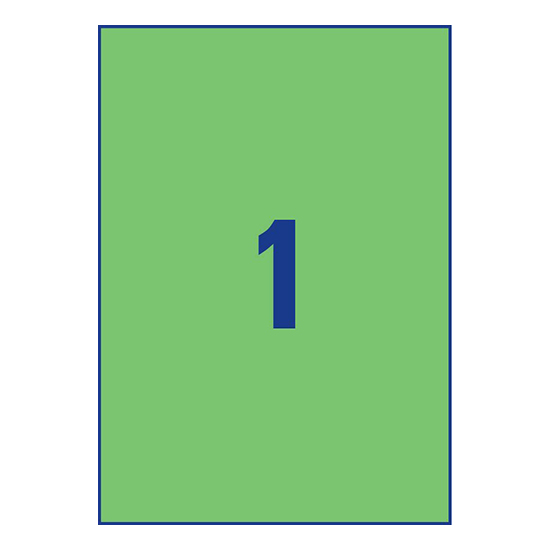 Фото Самоклеящаяся матовая бумага для принтера, зеленая, 210х297 мм (1 шт. на листе A4, 100 листов) {3472} (1)