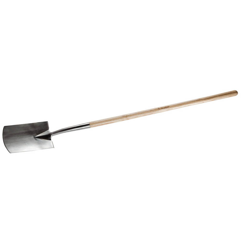 Фото Лопата штыковая прямоугольная из нержавеющей стали, деревянный черенок, ЗУБР Профессионал {4-39415}