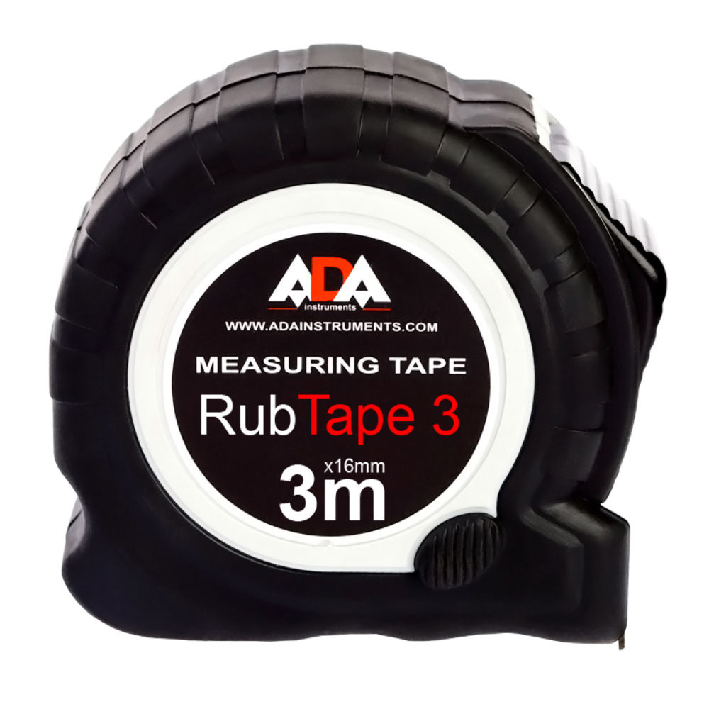 Фото Рулетка ударопрочная ADA RubTape 3 (сталь с полимерным покрытием ленты, с двумя СТОПами, 3 м) {А00155}