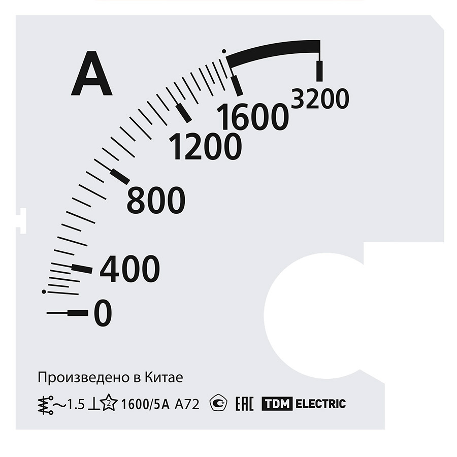 Фото Шкала Ш72 1600/5А-1,5 (для А72 Х/5А) TDM {SQ1102-2083}