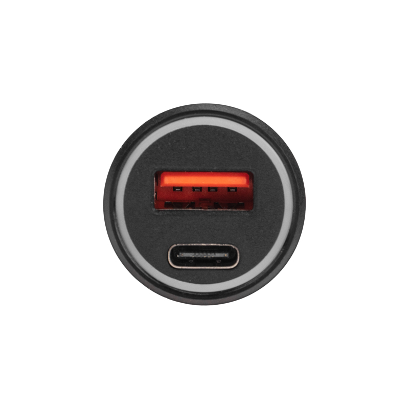 Фото Автозарядка в прикуриватель АЗУ USB-A (QC 3.0)+USB-C (PD), 38Вт черная REXANT {18-1200} (2)