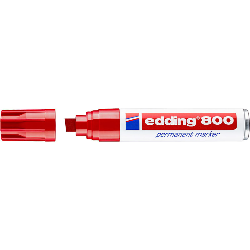 Фото Перманентный маркер Edding E-800 красный, клиновидный наконечник 4-12 мм {E-800#2}