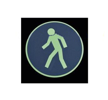 Фото Противоскользящий напольный знак "Для пешеходов", фотолюминесцентный, белый-синий, круг Ø 400 мм {MBXK005400}
