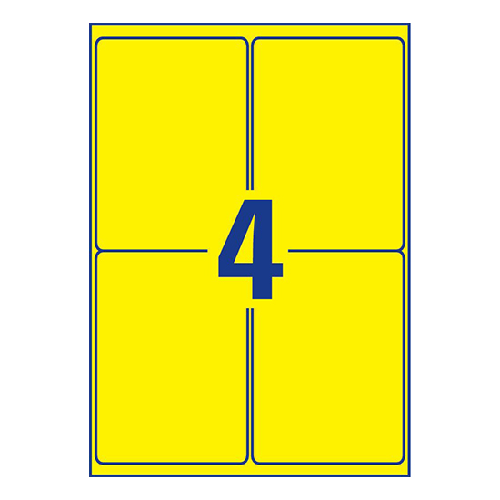 Фото Всепогодные пленочные этикетки Avery Zweckform для лазерных принтеров, желтые 99.1x139 мм (4 шт. на листе A4, 20 листов) {L6127-20} (1)