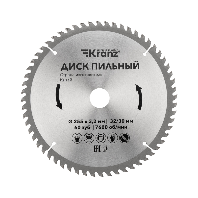 Фото Диск пильный 255 мм х 60 зуб х 32/30 мм Kranz {KR-92-0131} (3)