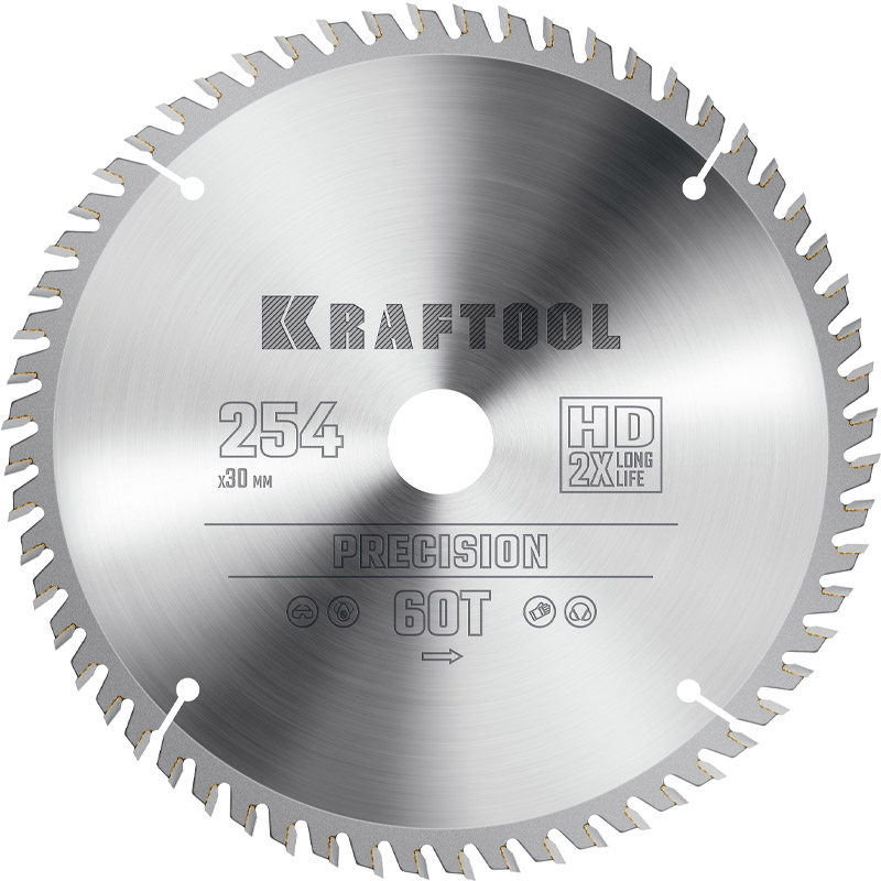 Фото Пильный диск по дереву KRAFTOOL Precision, 254 х 30 мм, 60Т {36952-254-30}