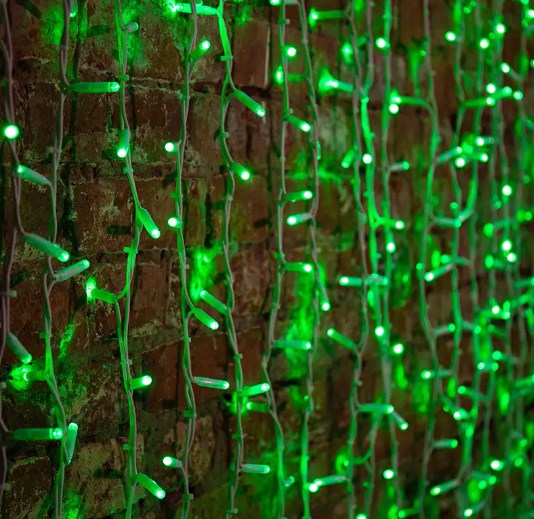 Фото Гирлянда "Светодиодный Дождь" 2х1,5м, постоянное свечение, прозрачный провод, 230 В, диоды Зелёные {235-304-6}