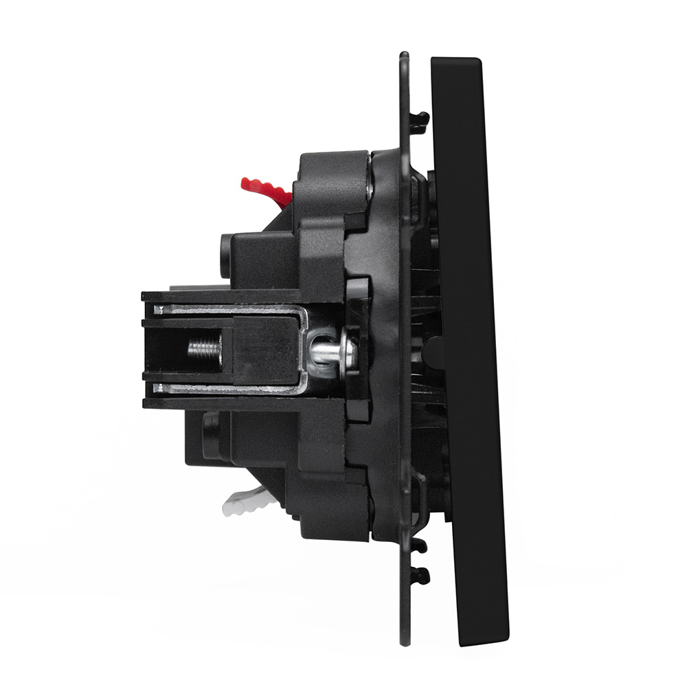 Фото Выключатель c подсветкой черный, двухклавишный, 1 пост, с тонкой пластиковой рамкой Vell {BK1P-2L-EchoGrand} (8)