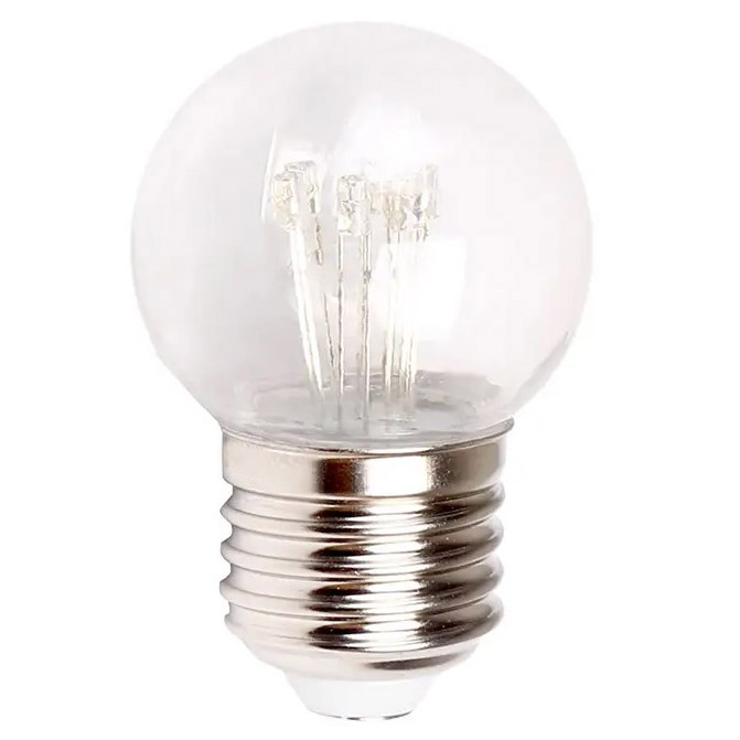 Фото Лампа шар e27 6 LED Ø45мм - красная, прозрачная колба, эффект лампы накаливания {405-122}