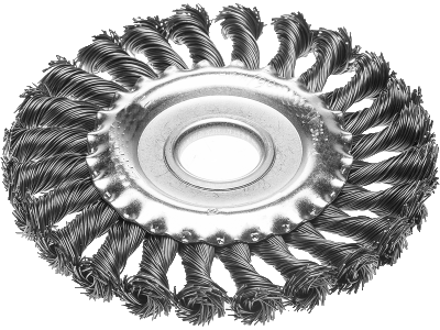 Фото Щетка дисковая для УШМ, жгутированная стальная проволока 0,5 мм, d=125 мм, MIRAX 35140-125