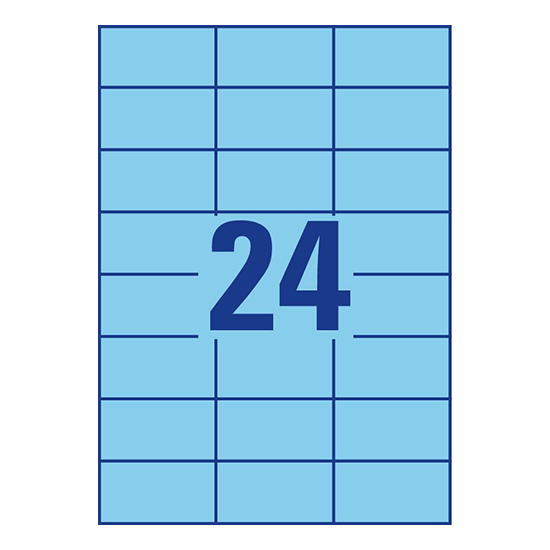 Фото Самоклеящаяся матовая бумага для принтера, синия, 70x37 мм (24 шт. на листе A4, 100 листов) {3449} (2)