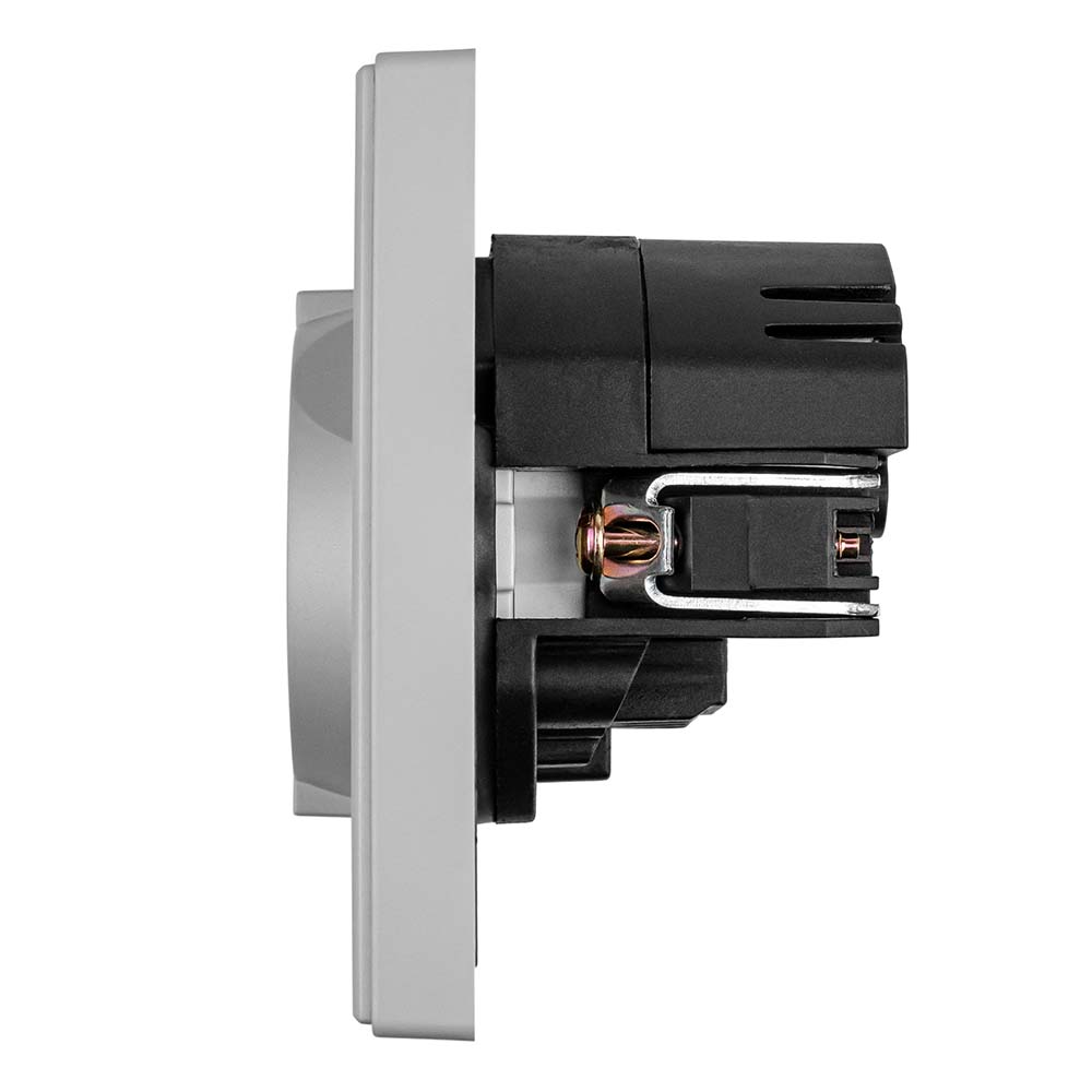 Фото Розетка электрическая, светло-серая, 1 пост, USB-A, USB-С, с рамкой Vell Air {V702088} (2)