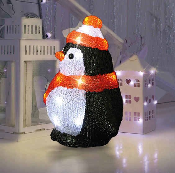Фото Акриловая светодиодная фигура «Пингвиненок» 19х14,5х25 см, 20 светодиодов {513-323}