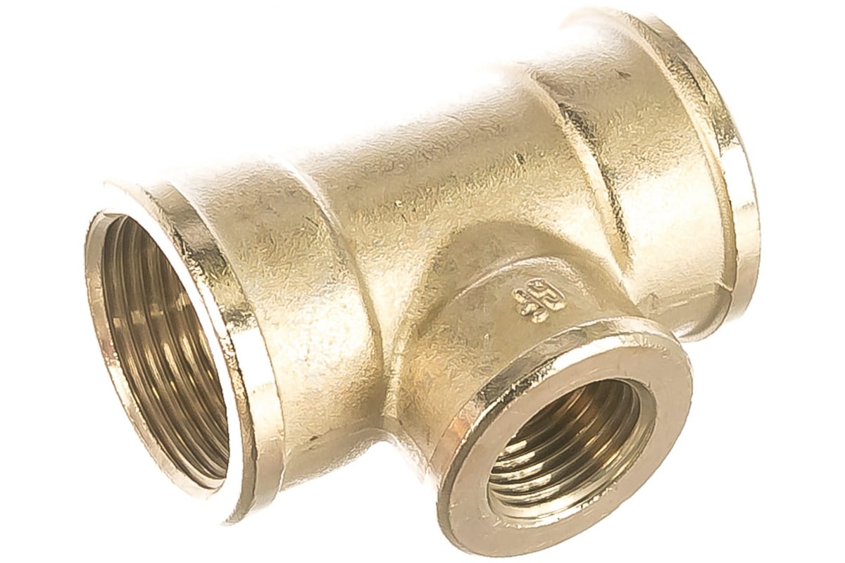 Фото Тройник GENERAL FITTINGS переходной, никелированная латунь, г/г/г, 1"-1/2"-1" {51060-1-1/2-1}