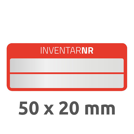 Фото Инвентарные этикетки Avery Zweckform серебристые, красная рамка 50x20 мм (10 листов, 50 этикеток, 2 поля) {6911} (1)