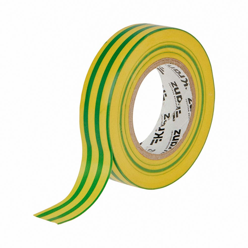Фото Изолента ПВХ KRANZ 0.13х19 мм, 25 м, желто-зеленая {KR-09-2207}