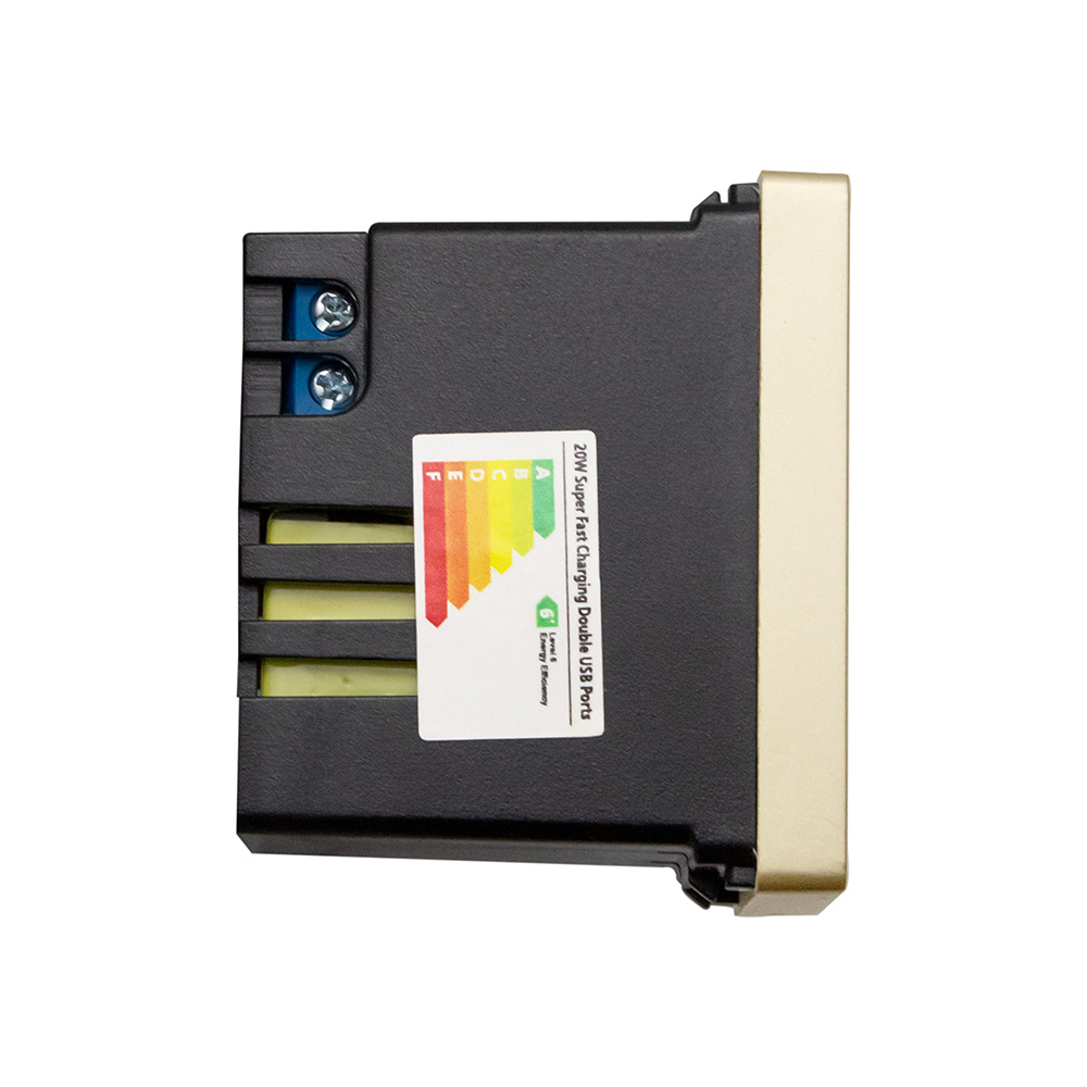 Фото Розетка золотая, 1/2, USB A + USB С разъем, 1A, модуль, Vell {GD-1/2-AC} (1)