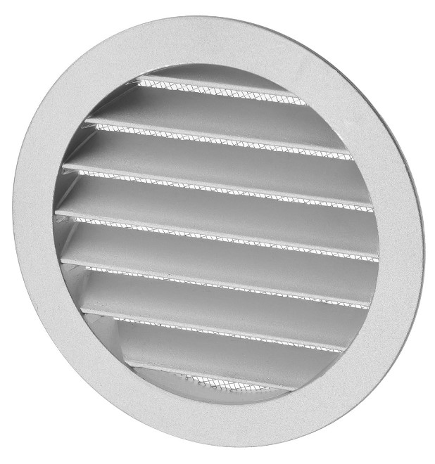 Фото Решетка вентиляционная круглая алюминиевая с москитной сеткой, с фланцем d125, внеш. D150, TDM {SQ1807-0801} (1)