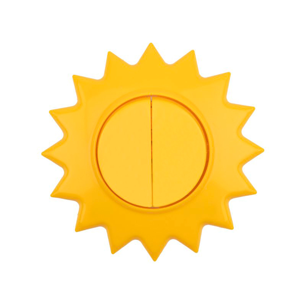 Фото Выключатель двухклавишный KRANZ HAPPY Солнце скрытой установки, желтый {KR-78-0618}