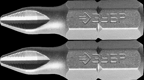 Фото Биты ЗУБР "МАСТЕР" кованые, хромомолибденовая сталь, тип хвостовика C 1/4", PH1, 25 мм, 2 шт {26001-1-25-2}