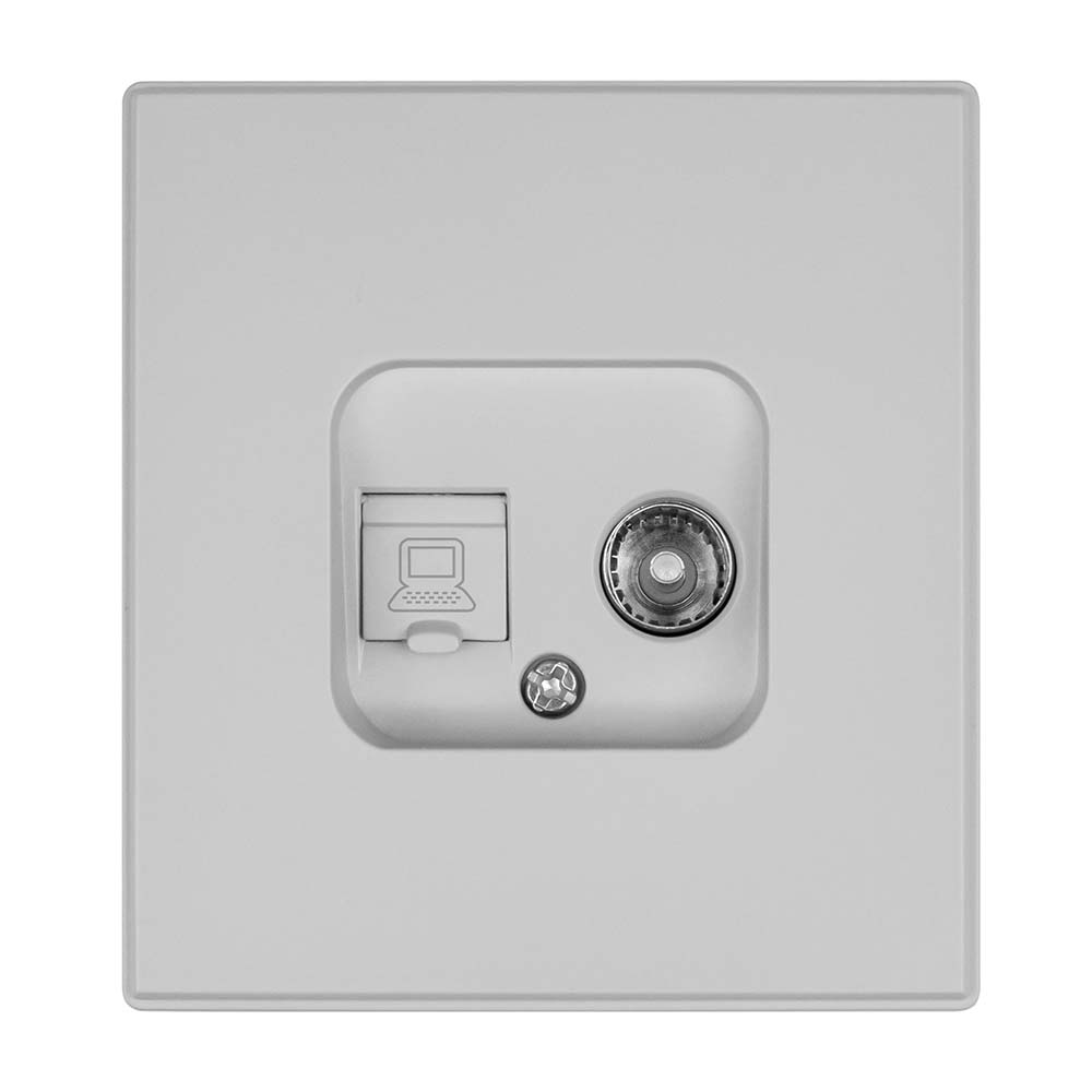 Фото Розетка светло-серая, TV + RJ CAT6, c рамкой Vell Air {V702080} (3)