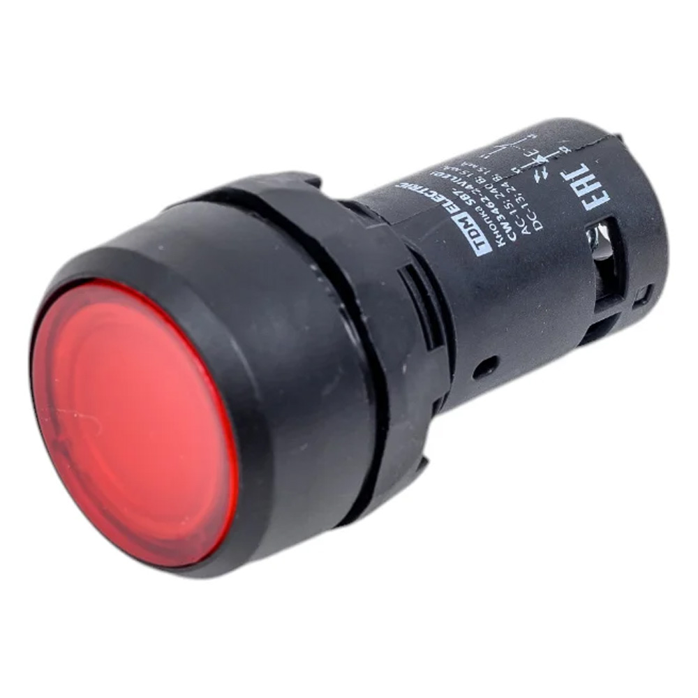 Фото Кнопка SB7-CW3462-24V(LED) d22мм, 1р красная TDM {SQ0746-0028}