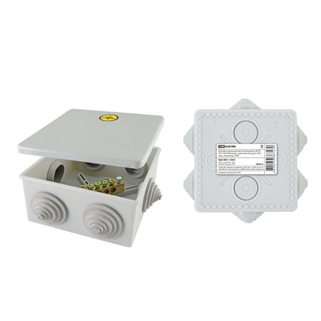 Фото Коробка уравнивания потенциалов (КУП) ОП 100х100х50 мм, шина 6х9, 8 групп, IP55, TDM {SQ1401-1361}