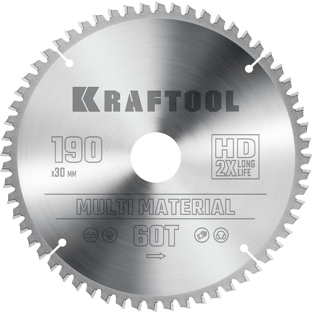 Фото Пильный диск по алюминию KRAFTOOL Multi Material, 190 х 30 мм, 60Т {36953-190-30}