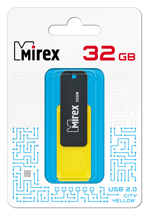 Фото Флеш накопитель 32GB Mirex City, USB 2.0, Желтый {13600-FMUCYL32} (1)