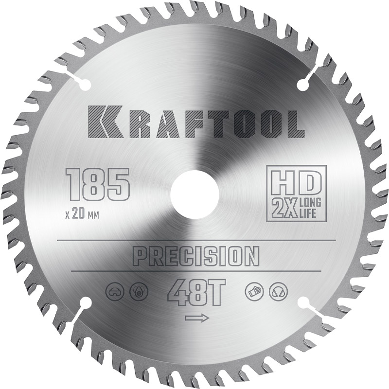 Фото Пильный диск по дереву KRAFTOOL Precision, 185 x 20 мм, 48Т {36952-185-20}