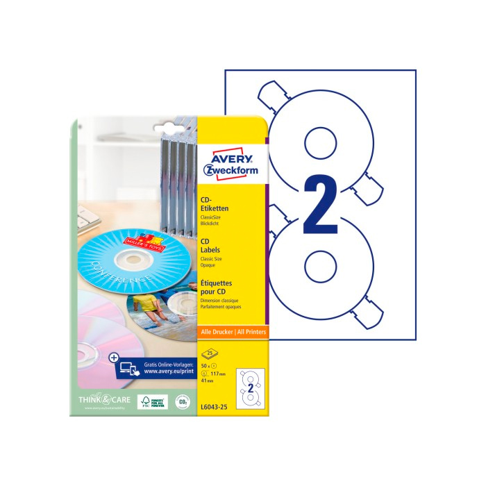 Фото Этикетки для CD дисков, ClassicSize Ø 117 мм (25 листов, 50 этикеток) {L6043-25} (1)