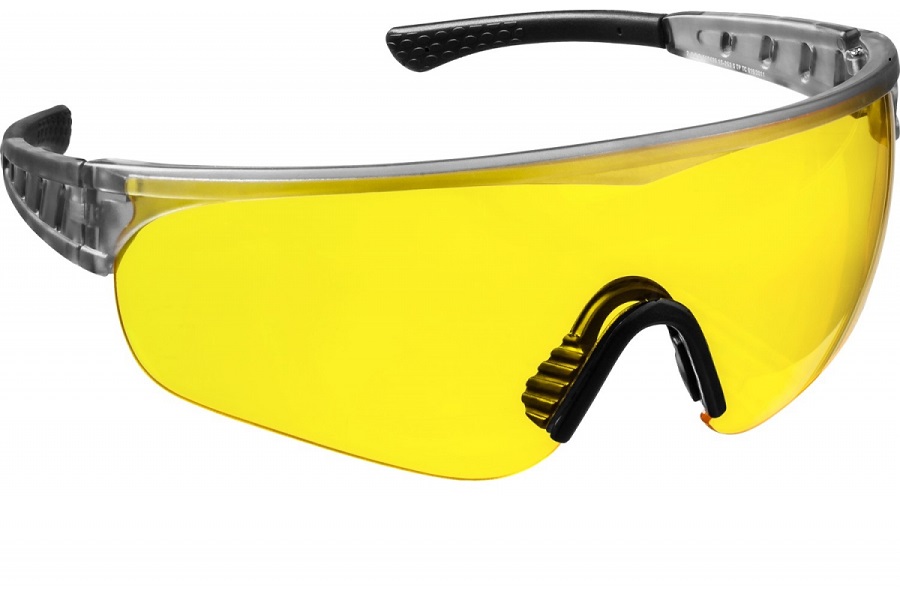 Фото Желтые, очки защитные открытого типа, мягкие двухкомпонентные дужки STAYER HERCULES {2-110435_z01}