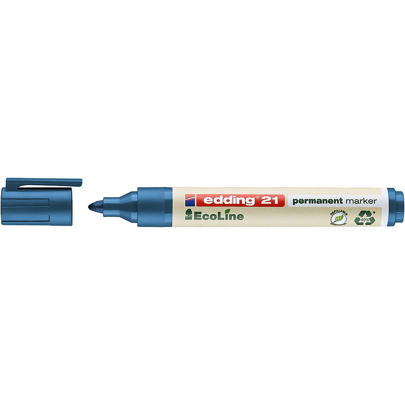 Фото Перманентный маркер Edding E-21 EcoLine синий, круглый наконечник 1,5-3 мм, заправляемый {E-21#3}