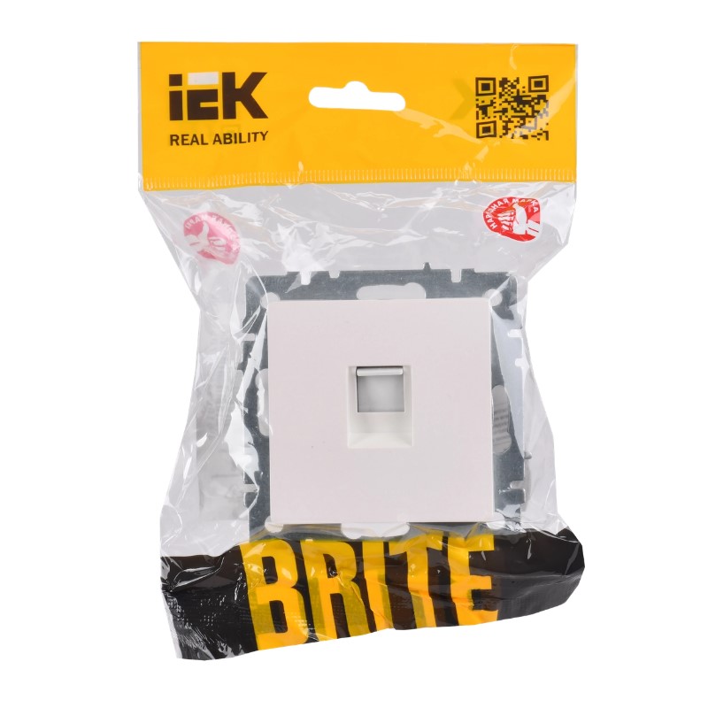 Фото Розетка компьютерная СП RJ45 кат.5E BRITE РК10-БрЖ жемчуж. IEK BR-K10-1-K36 (1)