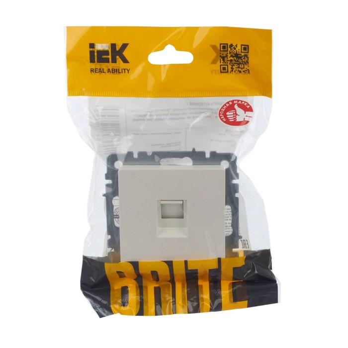 Фото Розетка компьютерная СП RJ45 кат.5E BRITE РК10-БрЖ жемчуж. IEK BR-K10-1-K36 (7)