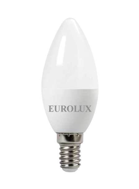 Фото Лампа светодиодная LL-E-C37-6W-230-2,7K-E14 (свеча, 6Вт, тепл., Е14) Eurolux {76/2/2}