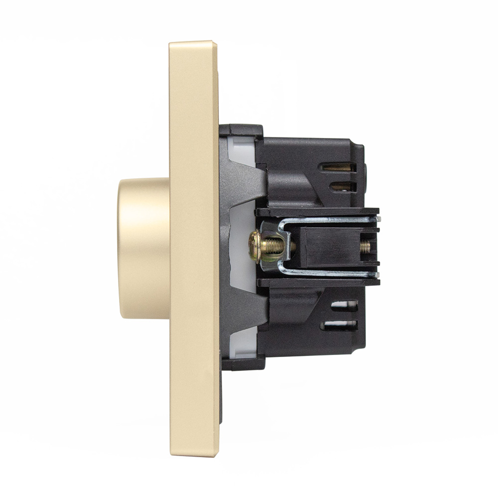 Фото Диммер золотой, механический поворотный, с тонкой пластиковой рамкой Vell {GD-1D-Grand} (4)