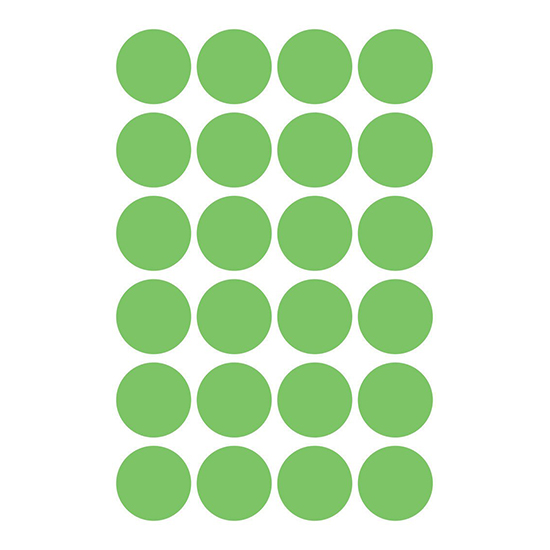 Фото Этикетки точки, зеленый неон Ø 18 мм (4 страницы, 96 этикеток) {3174} (1)