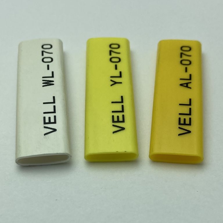 Фото Профиль ПВХ овальный Vell YL-070 для маркировки проводов, Ø 7,0 мм, 100 метров, желтый, аналог Partex PO-12 (самозатухающий) {378032} (2)