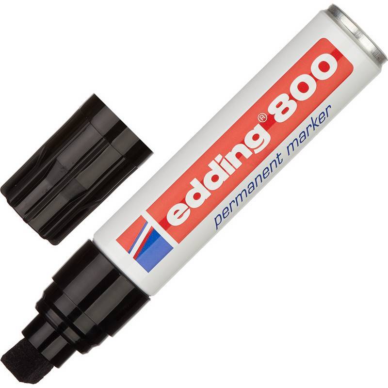 Фото Перманентный маркер Edding E-800 черный, клиновидный наконечник 4-12 мм {E-800#1}