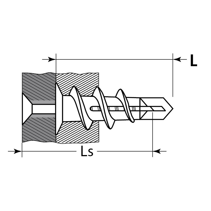 Фото Дюбель нейлоновый, тип "Дрива" со сверлом, для гипсокартона, 33 мм, 100 шт, ЗУБР {4-301265} (2)