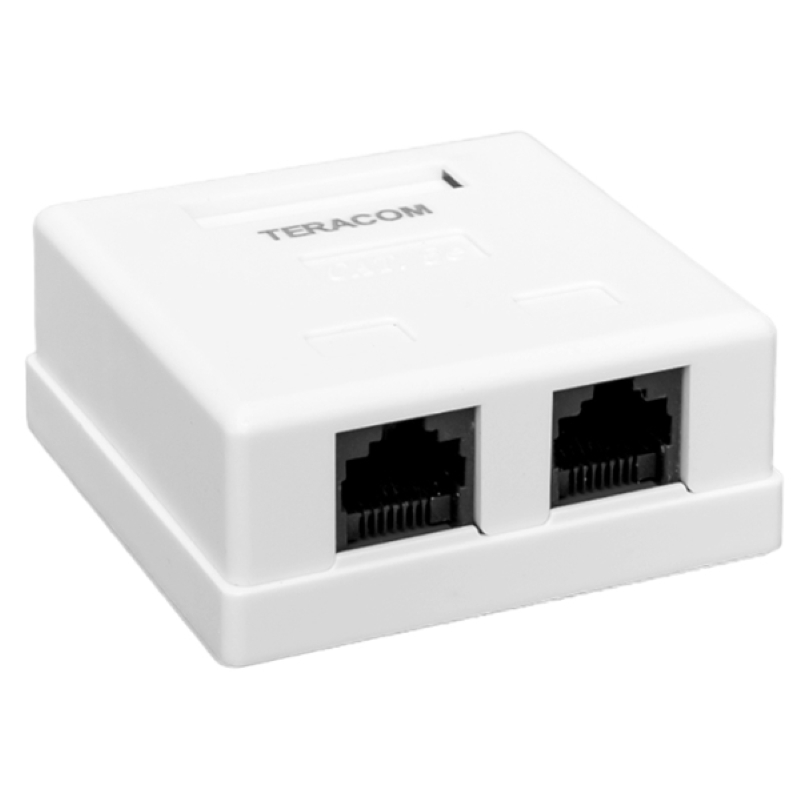 Фото Розетка настенная TERACOM кат.5E неэкранированная 2 порта RJ-45 Dual IDC бел. EKF TRC-WBOX-2RJ45-5EUTP-WH (2)