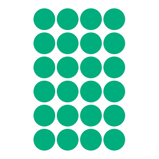 Фото Этикетки точки, зеленые Ø 18 мм (4 страницы, 96 этикеток) {3006} (2)