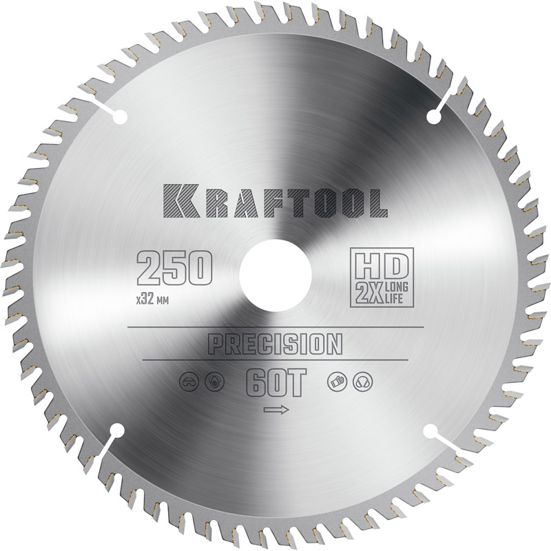 Фото Пильный диск по дереву KRAFTOOL Precision, 250 х 32 мм, 60Т {36952-250-32}