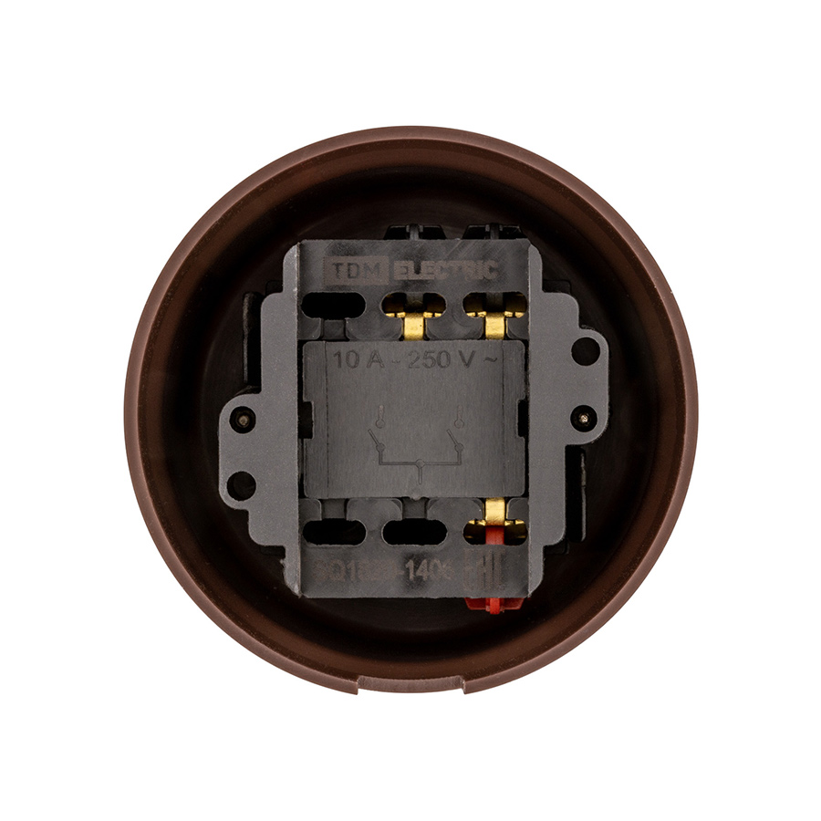 Фото Выключатель поворотный 2-кл. с ручкой (бантик) 10А коричневый «Виви» TDM {SQ1820-1406} (4)
