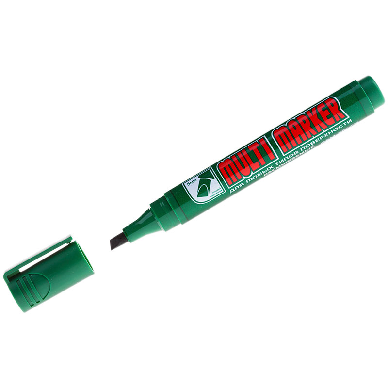 Фото Перманентный маркер Crown Multi Marker Chisel CPM-800CH, скошенный наконечник, 5 мм, зеленый {207892}